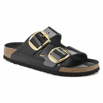 Dámské Arizona Birkenstock Big Přezkou High Shine Natural Lakovaná Læder Černé | CZ 469SGL